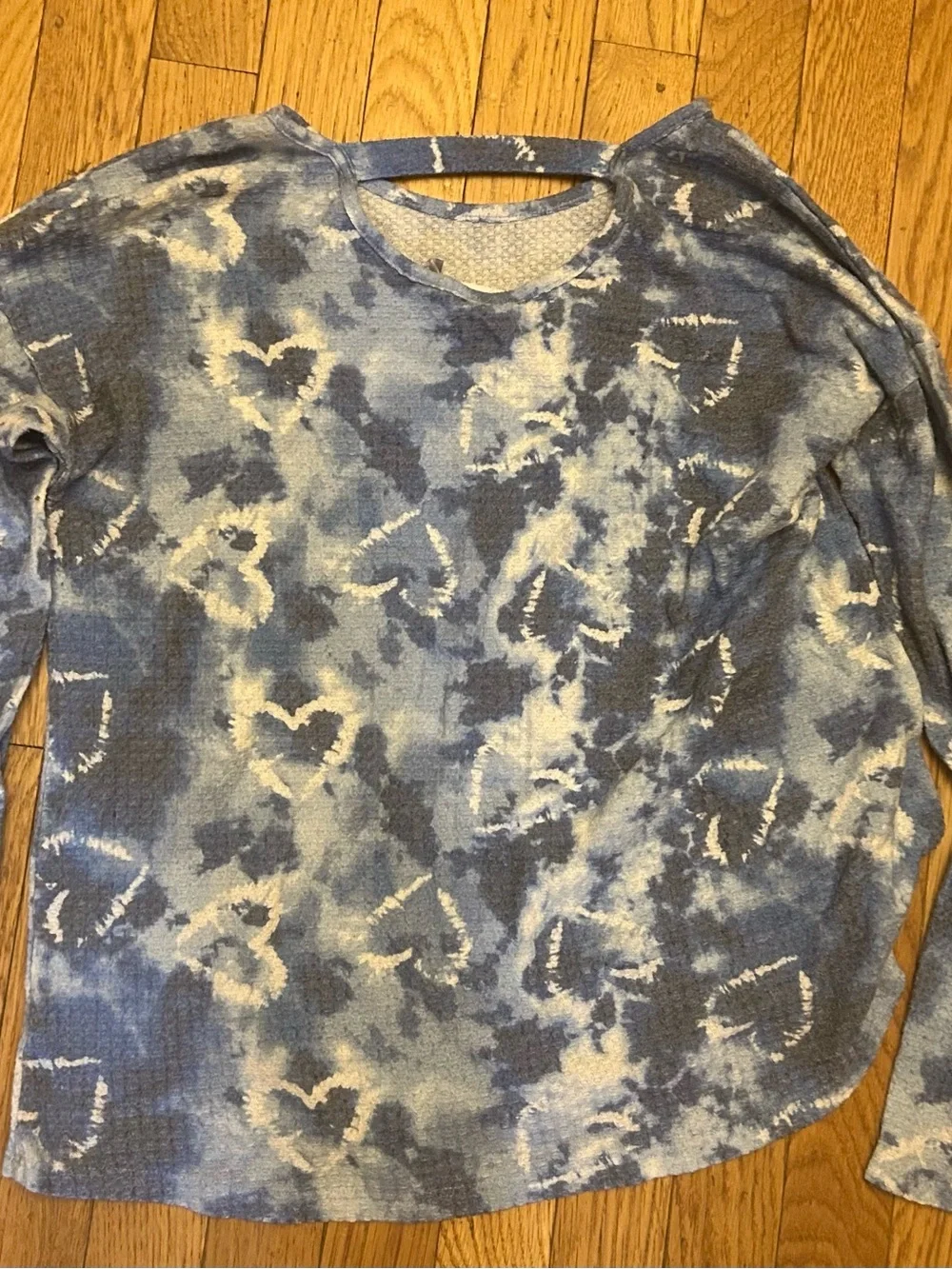 Girls Children’s Place Boxy Blue Tie Dye Heart Thermal Top Size 16